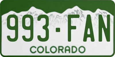 CO license plate 993FAN