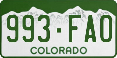 CO license plate 993FAO