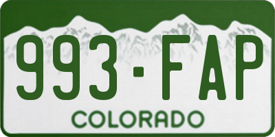 CO license plate 993FAP