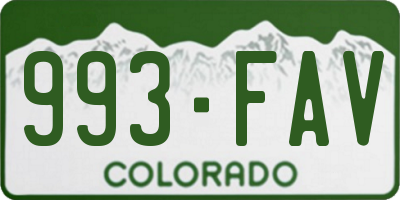 CO license plate 993FAV
