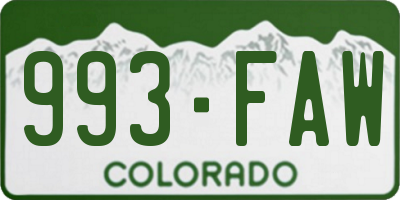CO license plate 993FAW