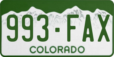 CO license plate 993FAX