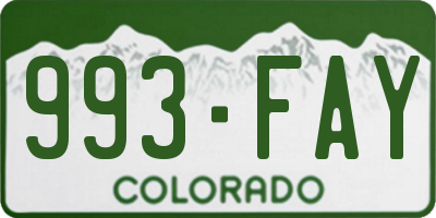 CO license plate 993FAY