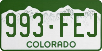 CO license plate 993FEJ