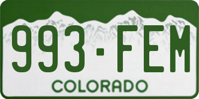 CO license plate 993FEM