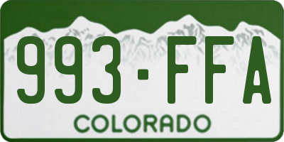 CO license plate 993FFA