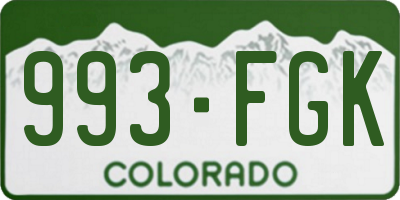 CO license plate 993FGK