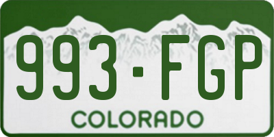 CO license plate 993FGP
