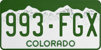 CO license plate 993FGX