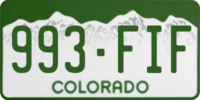 CO license plate 993FIF