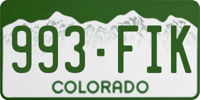 CO license plate 993FIK