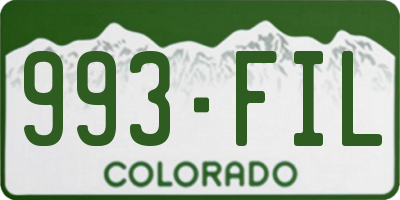 CO license plate 993FIL