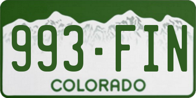 CO license plate 993FIN