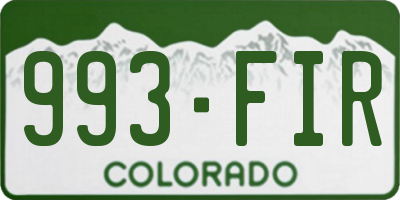 CO license plate 993FIR