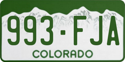 CO license plate 993FJA
