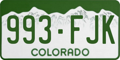 CO license plate 993FJK