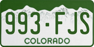 CO license plate 993FJS