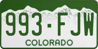 CO license plate 993FJW