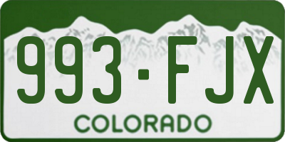 CO license plate 993FJX