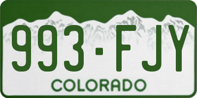 CO license plate 993FJY