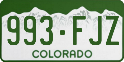 CO license plate 993FJZ