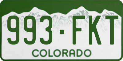 CO license plate 993FKT