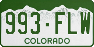 CO license plate 993FLW