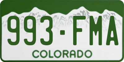 CO license plate 993FMA