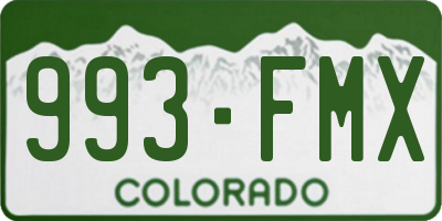 CO license plate 993FMX