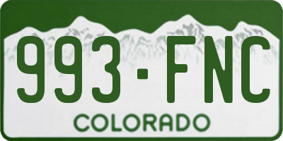CO license plate 993FNC