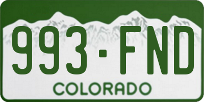 CO license plate 993FND