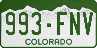 CO license plate 993FNV