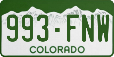 CO license plate 993FNW