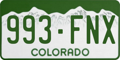CO license plate 993FNX