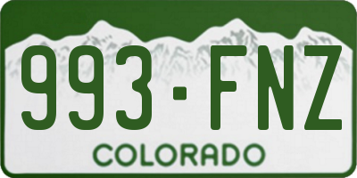 CO license plate 993FNZ