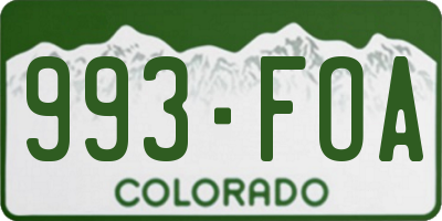 CO license plate 993FOA