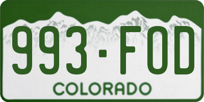 CO license plate 993FOD