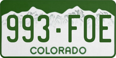 CO license plate 993FOE