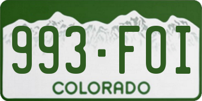 CO license plate 993FOI