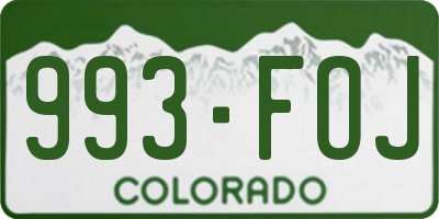 CO license plate 993FOJ