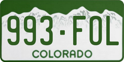 CO license plate 993FOL
