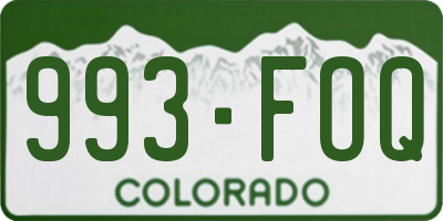CO license plate 993FOQ