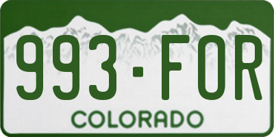 CO license plate 993FOR