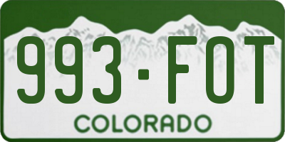 CO license plate 993FOT