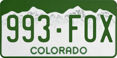 CO license plate 993FOX
