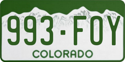 CO license plate 993FOY