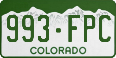 CO license plate 993FPC