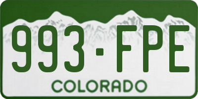 CO license plate 993FPE
