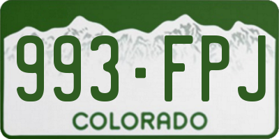 CO license plate 993FPJ