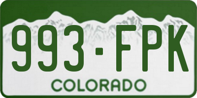 CO license plate 993FPK